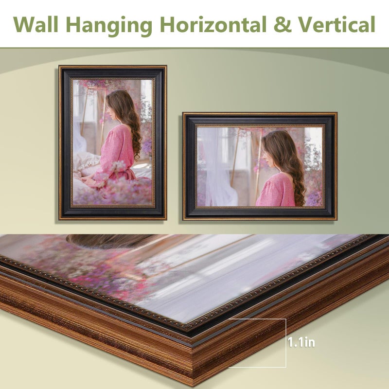 Space Art Deco, 12x18 Ornate Picture Frame Without Mat for 12x18 Photo,Shatter-Resistant Glass Sawtooth Hangers Wall Mount Display(Color Black/Ornate Gold) - Image 4